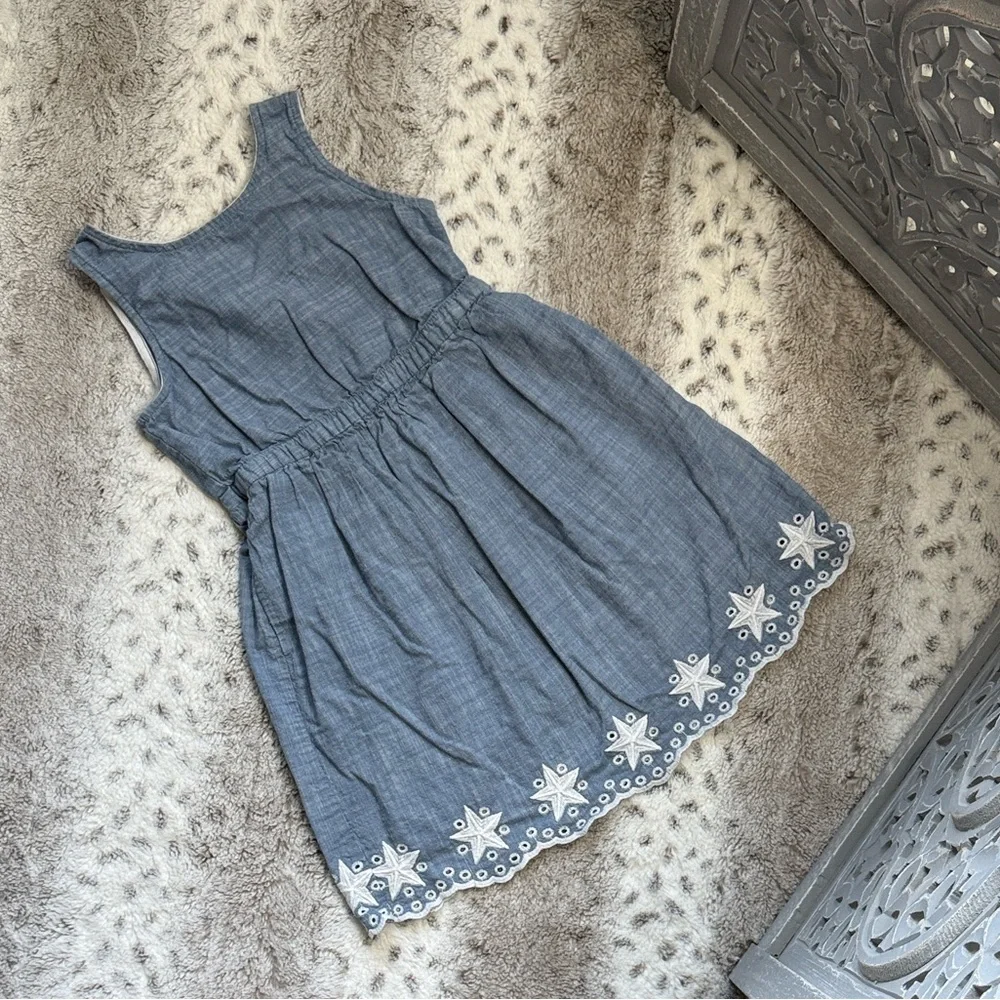 Cat & Jack lightweight denim dress girls small cutout star embroidery summer